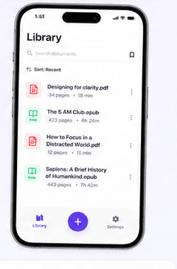 Read Aloud iPhone library screen